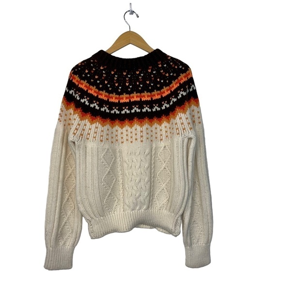 Manoush Brown Cream Wool Blend Textured Knit Sweater Women’s MD Made In Italy - Picture 2 of 11